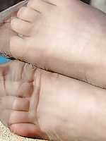 ebony nylon feet on cock
